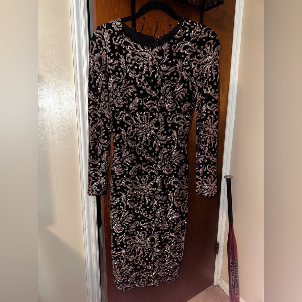Betsy and Adam black glitter dress